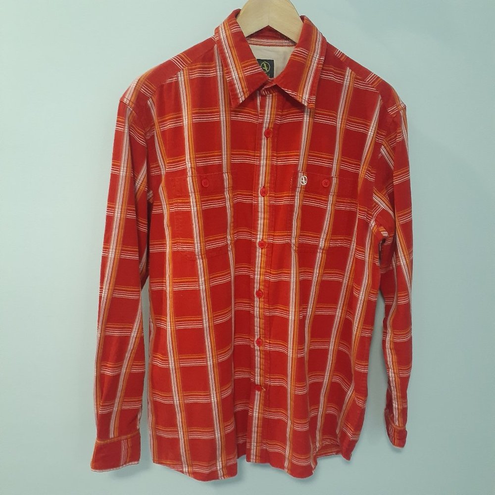 Aigle men's small corduroy button down plaid shirt